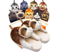 Openhahaha Funny Cat Slippers for Woman Indoor, Warm and Comfy Winter Women's Slippers, Memory Foam House Shoes with Non-Slip Sole, Cat Gifts for Women/Men’s (Ragdoll)