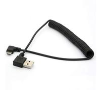 OpenII Angled USB Cable, 90 Degree USB A to Micro B Male Lead, Spring Coiled Extension Cord, 1.5m