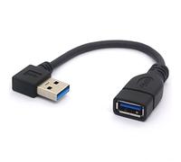 OpenII Short USB 3.0 Extension Cable, 90 Degree Left Angled USB Type A Male to Female Lead 5Gbps Speed Extender Cord - 15cm (Left)