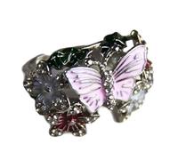 Opening Butterfly Adjustable Rings Flower Open Finger Jewelry Alloy Texture Present For Fashion Lover Women Fashion Accessory