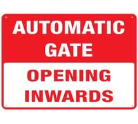 Opening Inwards Automatic Gate Warning Metal Sign Tin Signs Aluminum Sign for Outdoors Use Yard Farm Fence Home Wall Decor 8x12 inch