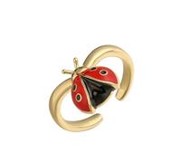 Opening Rings with Colourful Teardrop Painted Ladybirds Artwork Comfortable Lightweight Copper Jewellery Accessories Six Spotted Open Juwely, As described