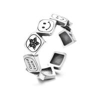Opening Smile Ring 925 Sterling Silver Knuckle Open Finger Retro Stacking Adjustable Jewelry Valentine's Day Gift for Women And Girls