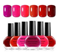 OpenLive 10ml Red Nail Polish Set 6Pcs Rose Red Purple Dark Red Fast Dry