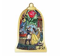OpenRoad Brands Disney Beauty and The Beast Stained Glass Shelf Sitter Decor - Chunky Wood Tabletop Decoration Featuring Belle and The Beast