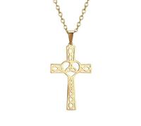 Openwork Celtic Knot Heart Cross Gold Necklace Religious Christian Catholics Choker Christmas Birthday Jewellery Gift for Women Daughter Sister Granddaughter