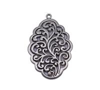 Openwork Filigree Floral Charms For Diy Jewelry Crafts, 54x35mm, Antique Silver Color, 2 Pieces