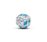 Openwork Fish Sterling Silver Charm with Clear Blue Enamel