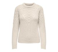 Openwork Knit Jumper with Crew Neck Ecru