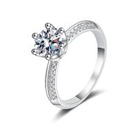 Openwork Moissanite Engagement Ring: 6-Prong GRA Certified 50pt/1ct/2ct Choice Wedding Band for Women(10, 1 CT)