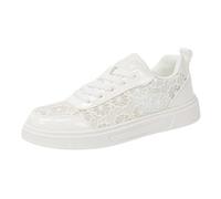 Openwork Shoes, Women's Trainers, Lightweight Sports Outdoor Walking Elegant Fabric Dirndl, Festive Canvas Shoes (White, 5.5)
