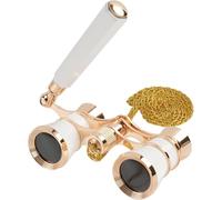 Opera Glass, Classic Foldable Opera Glass, 3 x 25 Magnification, Elegant Theatre Glass for Women, Elegant Theatre Glass for Women & Girls with Metal Chain & Bag, Portable for Concert (White)