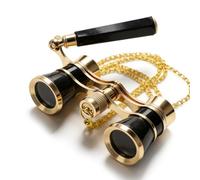 Opera Glass Theatre Glass, Foldable Opera Glass, 3 x 25 Theatre Glass, 3X Magnification, with Adjustable Handle and Chain, Women's Metal Telescope for Theatre, Concert, Opera and Horse Racing with