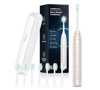 Operan Electric Toothbrush for Adults and Kids Rechargeable Sonic Toothbrush with 5 Modes 2-Min Smart Timer IPX7 Waterproof 40,000 VPM Motor with 8 Brush Heads & Travel Case (Champagne, 1Pack)