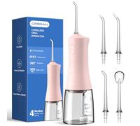 Operan Water Flossers for Teeth Cleaning Upgraded 300ml Cordless Water Dental Flosser Rechargeable Irrigator with 4 Modes 4 Jet Tips IPX7 Waterproof Water Floss for Home Travel (Pink, 1Pack)