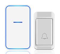Operated Doorbell Wireless Doorbell 1 Transmitter Receiver Pack of 2 38 Ringtones LED Flashing Light Self-Powered 120M Range IP44 Multicolor(White)