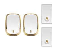 Operated Doorbell Wireless Doorbell Waterproof 36 Polyphonic Music Self Powered 200M Range Pack of 3 Transmitters and 2 Receivers Silver Gold(Gold)