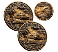 Operation Desert Storm 35th Anniversary Commemorative Coin, Persian Gulf War Veteran Challenge Coin, Patriotic Military Honor Service Coin Gift for Veterans (3pcs-a)
