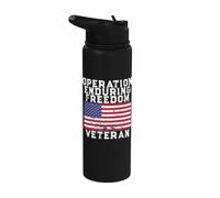 Operation Enduring Freedom Veteran - Vintage US Flag Stainless Steel Insulated Water Bottle