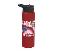 Operation Enduring Freedom Veteran - Vintage US Flag Stainless Steel Insulated Water Bottle