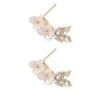 Operitacx 1 Pair Floral Earrings: Chinese Stud Earrings - Rhinestone Ear Rings - Blossom Cluster Ear Rings for Bridal Shower Dinner Date & Cocktail Party