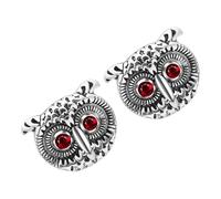 Operitacx 1 Pair Men Owl Cufflink Buttons for Business Shirts Suit, Silver Copper Material with Simple Chic Style, for Meeting Or Theme Party Accessories