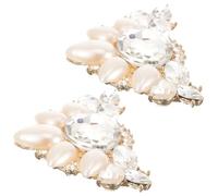 Operitacx 1 Pair Metallic Shoe Clips for Wedding with Rhinestone Adorned Design Detachable Alloy Shoe Accessories for Bride and Birthday Decoration
