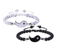 Operitacx 1 Pair Natural Stone Yin Yang Matching Bracelets for Couples, Symbolizing Eternal Relationship and Good Wishes, Unique Design for Wedding or Engagement Gifts