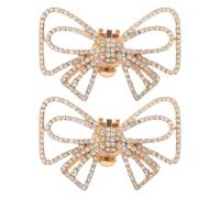 Operitacx 1 Pair Wedding Shoe Clips for Bride with Bow Design Golden Rhinestone Shoe Decorations Adds A Glamorous Touch for Evening Party Or Prom