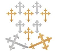 Operitacx 10 Pack Embroidered Iron on Cross Patch Appliques Embellishments Coat Patches for DIY Clothing Repair Hat Supplies Bags Shoes Shirts and Sweaters