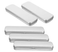Operitacx 10 pcs Metal Pencil Case Frosted Rectangular Single Layer Pen Storage Box Iron Tinplate for Students School Stationery Organizer Silver