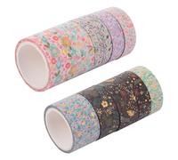 Operitacx 10 Rolls Japanese Washi Tape Set Each DIY Decorative Masking Tapes for Scrapbook Journals Planners Wall and Gift Decoration with Floral Foil Patterns