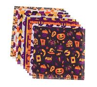 Operitacx 10 Sheets Halloween Ghost Pumpkin Skeleton Pattern Decorative Fabric DIY Patchwork Favor Polyester Cotton Halloween Decorations Bundle