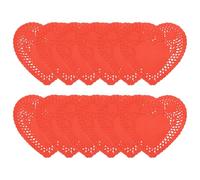 Operitacx 100 Sheets Mini Heart Doilies Paper Lace Pads in Red, Practical and Decorative for Pastries and Cake Plates, for Valentine's Day, Weddings, Anniversaries, and Family Gatherings