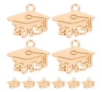 Operitacx 100pcs 2025 Graduation Charms, Mini Alloy Class of 2025 Congrats Caps Pendant Decor, Crafting Tassels for Graduation Season Hat Crafts Necklace Bracelet Jewellery Making Diy（Gold）