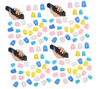 Operitacx 100pcs Guitar Fingertip Protectors Silicone Finger Picks for Acoustic Guitar Thumb Sleeves