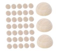 Operitacx 100pcs Half Wood Balls Unfinished Round Split Beads for DIY Crafts Home Decor Jewelry Making Natural Wood Color Easy to Thread Versatile Craft Supplies