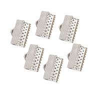 Operitacx 100pcs Plated Ribbon Ends Textured Crimp End Clamps for Jewelry Making Buckles for Crafts Zipper Clips and Bookmark Accessories White