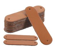 Operitacx 100pcs PU Leather Labels for Handmade Items Crochet Tags with DIY Accessories for Clothing Knitting Sewing Crafts Chocolate