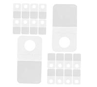 Operitacx 100Pcs Transparent Self Adhesive PVC Hanging Tags with Round Hole Folding Hooks for Small Lightweight Items Display in Retail Stores Offices and Home Organization