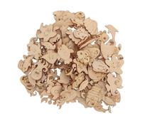 Operitacx 100pcs Unfinished Wooden Fish and Sea Animal Craft Chips Wood Cutouts for DIY Creative Decoration Life Theme for Home Decor Scrapbooking Art Projects