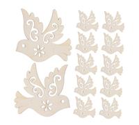 Operitacx 100pcs Unpainted Wooden Peace Dove Cutout Slices DIY Craft Supplies Natural Wood Dove Ornaments for Home Office Cafe Decor
