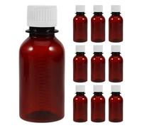 Operitacx 10Pcs Capsule Bottle: 3.4oz Airtight Pill Bottle Container with Measuring Scale - Empty Plastic Medicine Dispenser Jar, Liquid Tablet Container for Capsule, Brown