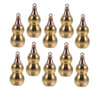 Operitacx 10pcs Copper Gourd Pendant Keychain Feng Shui Lucky Charm Ornament Golden Hanging Souvenir for Home Car Decoration and Protection