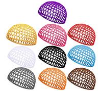 Operitacx 10pcs Crochet Hair Nets for Female Friends Foldable Cloth Sleeping Snood Net Cap Easy to Carry Hair Bun Multi-purpose Bathing and Sleeping Accessories Random Color