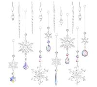 Operitacx 10pcs Crystal Snowflake Hanging Ornaments Lightweight Classic Silver Sun Catchers Easy to Use for Christmas Tree Party Decoration