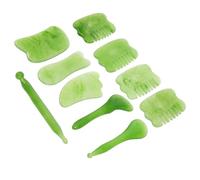 Operitacx 10Pcs Gua Sha Massage Tool Set Scraping Boards Massaging Boards with Smooth Texture Resin Storage Bag for Scraping Over Tense Facial Muscles, Relieving Stress, Arms and Back