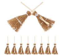 Operitacx 10pcs Handmade Witch Broom Hair Clip for Halloween Party, Lightweight Wood and Iron Material, Strong Hold Hairpin for Everyday Styling and Costume Party Accessories