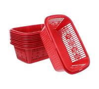 Operitacx 10Pcs Little Berry Picking Basket Plastic Square Strawberry Picking Basket with Cutout Design Efficient Drainage Sturdy Handle Compact Size Red for Farm Use