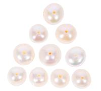 Operitacx 10pcs Natural Freshwater Pearl Beads Near Round White Pearls with Holes for Jewelry Making DIY Bracelets Necklaces Crafting Accessories